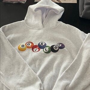 Edikted Gray Hoodie with Colorful Billiard Design